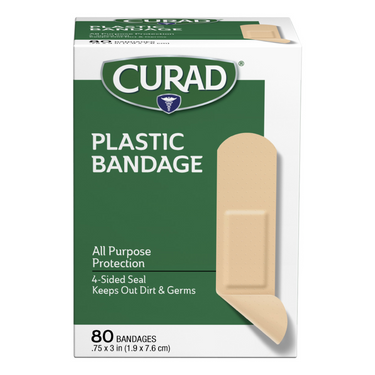 Plastic Strip Bandages, .75″ x 3″, 80 count